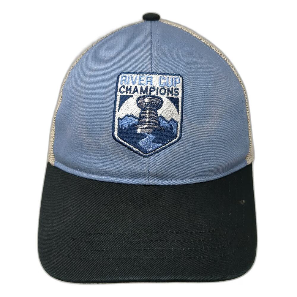 Authentic Pigment Trucker Hat Blue Black One Size River Cup Champions Patch
